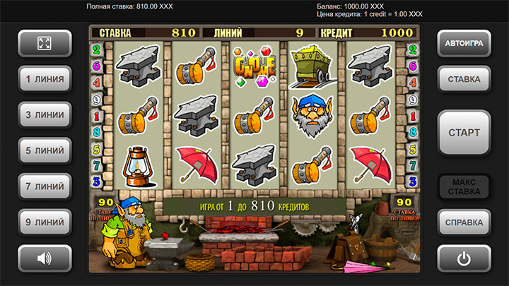 Дизайн автомата Gnome от Igrosoft