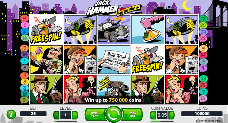 Заставка видеослота Jack Hammer от NetEnt