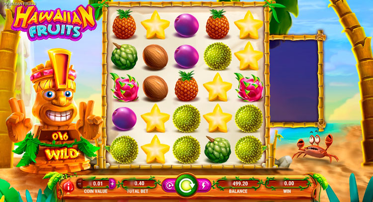 Дизайн игры Hawaiian Fruits от GameArt