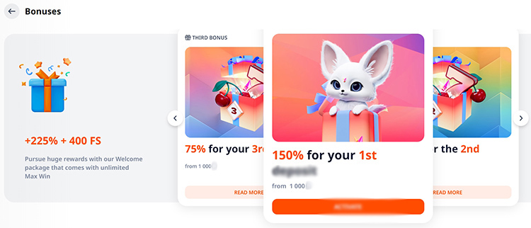 Бонусы Monro Casino - интерфейс активации промокодов