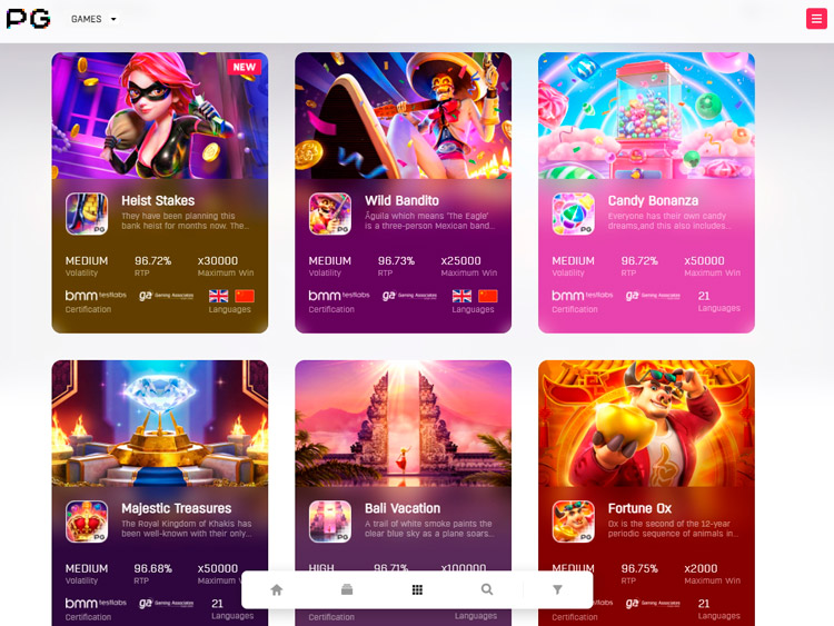 Игровые автоматы на сайте PG Soft