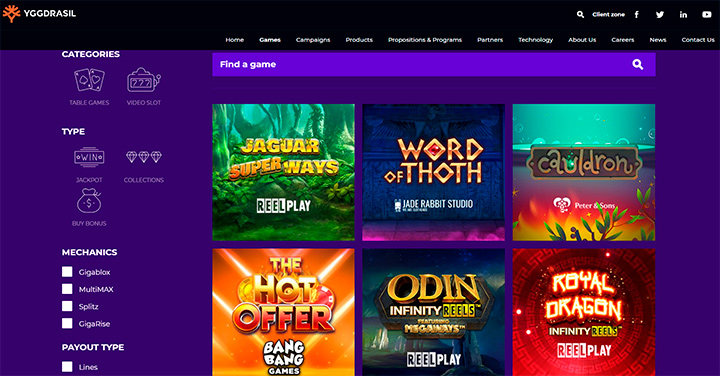 Игры на сайте разработчика Yggdrasil Gaming