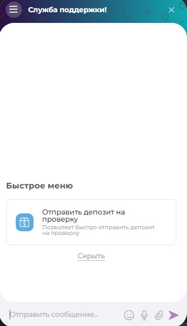 Служба поддержки Zooma Casino - интерфейс онлайн-чата с оператором
